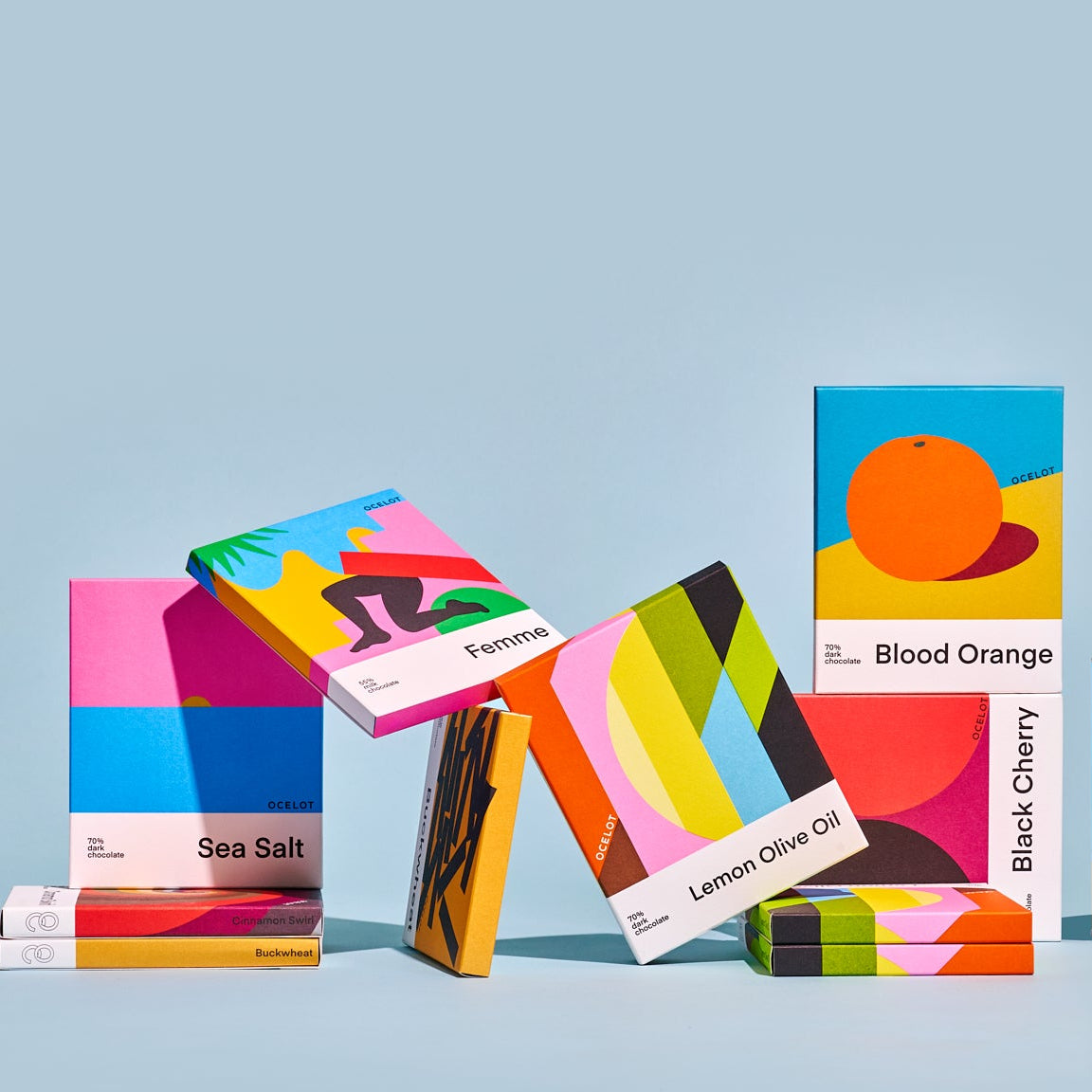 organic craft chocolate bars in unique flavours and beautiful packaging design